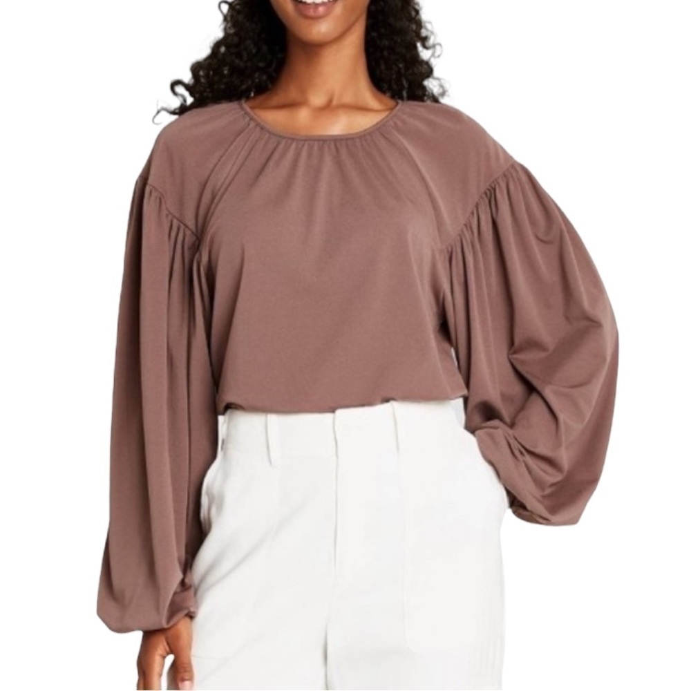 𝅺A New Day Balloon Sleeve Drop Shoulder Blouse Bohemian Top Womens Size Small